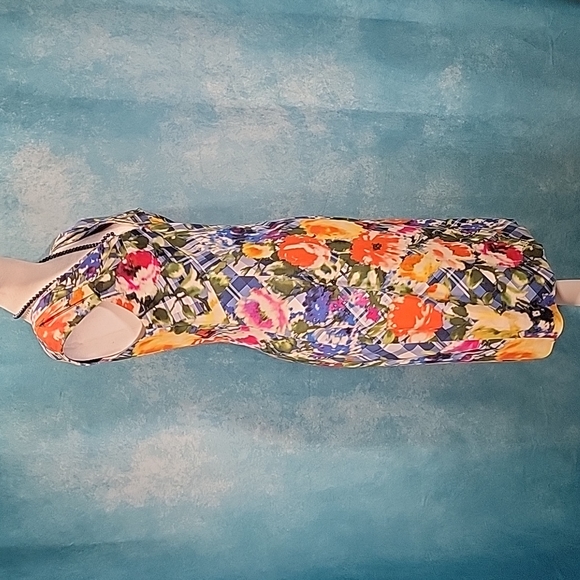 ❤Oscar de la Renta Dress w/ Bright Floral/Lattice Print & Gorgeous Pleats/Panels - Picture 3 of 16